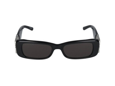 Balenciaga Eyewear Oversize Rectangular Frame Sunglasses In Black