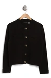 T Tahari Collar Button Front Cardigan In Black