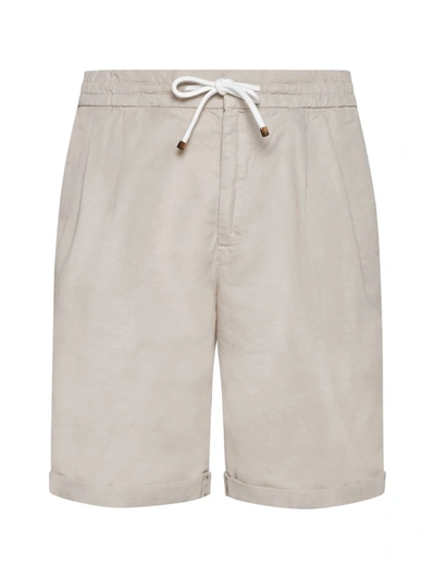 Brunello Cucinelli Linen-cotton Pleated Shorts In Semi Di Lino