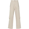 Represent Embroidered-logo Cotton Trousers In Neutrals