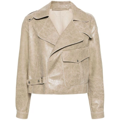 Santoro Leather Outerwears In Neutrals