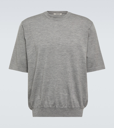 Auralee Knitted Cashmere T-shirt In Grey