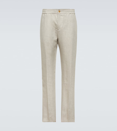 Etro Linen Straight Pants In White