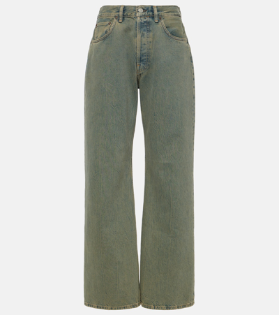 Acne Studios Mid-rise Wide-leg Jeans In Blue & Beige