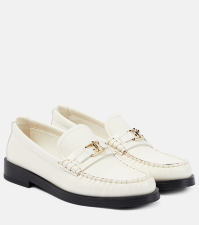 Jimmy Choo Addie Logo Leather Loafers In White