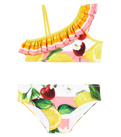 Dolce & Gabbana Kids' Printed Bikini In Multicolour