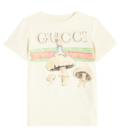 Gucci Kids' X Peter Rabbit Cotton Jersey T-shirt In Beige