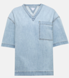 Bottega Veneta Blue Denim Cotton Blouse For Women | Designer Ss24 Collection In Blue
