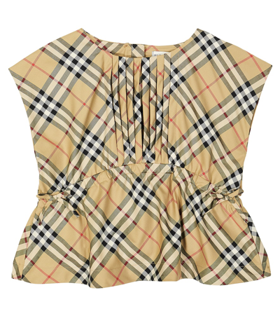 Burberry Kids'  Check Cotton-blend Top In Multicoloured