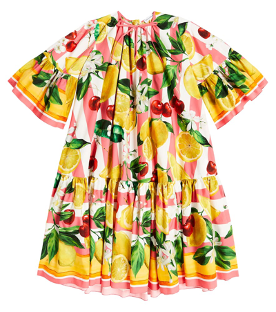 Dolce & Gabbana Kids' 印花棉质连衣裙 In Multicoloured