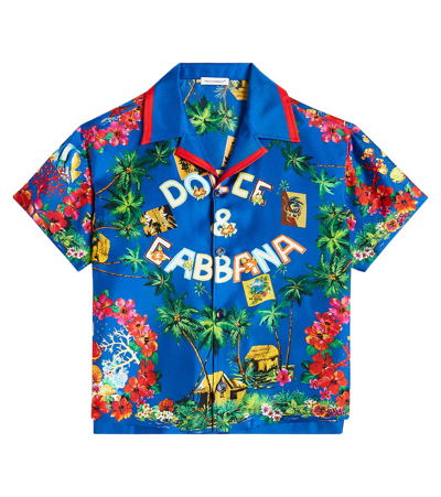 Dolce & Gabbana Kids' Printed Cotton Shirt In Blue