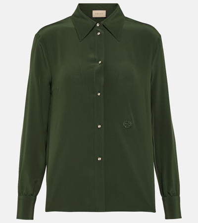 Gucci Silk Crêpe De Chine Shirt In Green