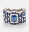 SUZANNE KALAN ONE OF A KIND 18KT WHITE GOLD RING WITH SAPPHIRES AND DIAMONDS