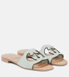 Gucci Interlocking G Cutout Suede Slides In Green