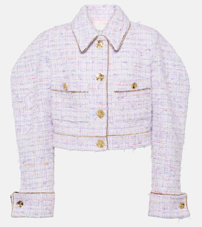Nina Ricci Cropped Cotton-blend Tweed Jacket In Purple