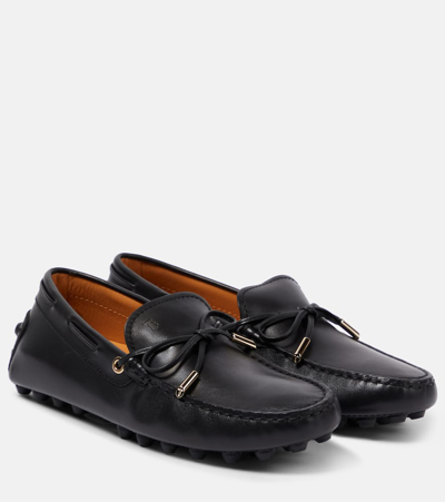 Tod's Gommino Bubble Leather Driving Shoes In Black