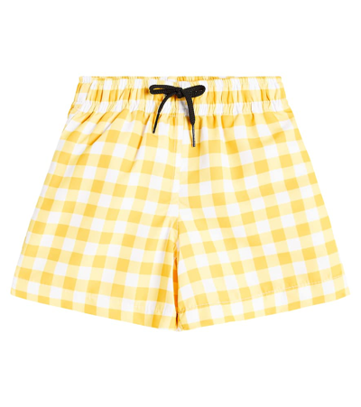 Suncracy Kids' Zadar Checked Swim Trunks In Yellow