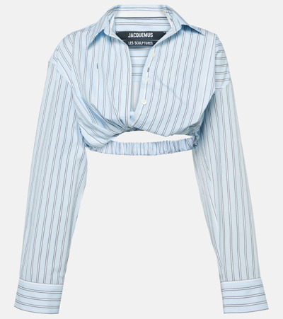 JACQUEMUS LA CHEMISE BAHIA COURTE STRIPED COTTON TOP