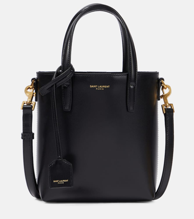 Saint Laurent Shopping Mini Leather Tote Bag In Black