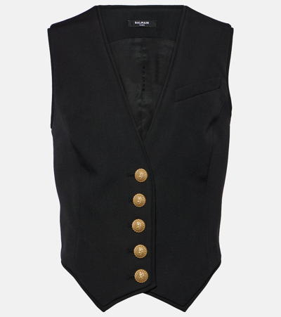 Balmain Virgin Wool Waistcoat In Black