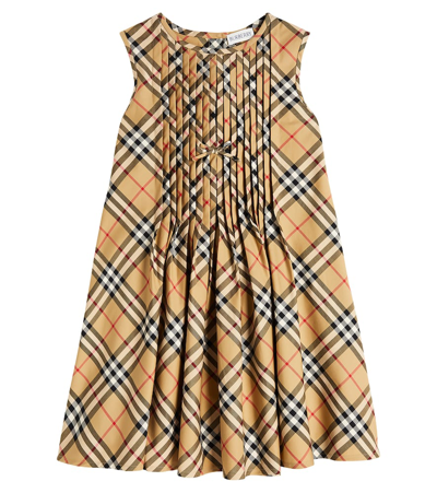 Burberry Kids'  Check Cotton-blend Dress In Multicoloured