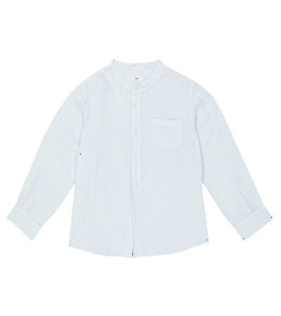 Il Gufo Kids' Puff-sleeve Shirt In Blue