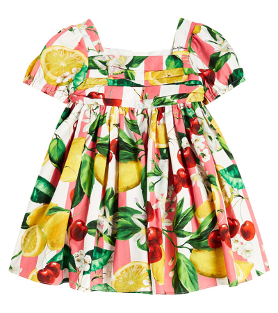 Dolce & Gabbana Baby Printed Cotton Dress In Multicoloured