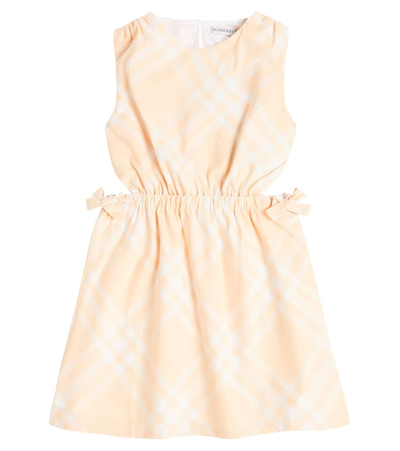 Burberry Kids'  Check Cutout Cotton Dress In Pink