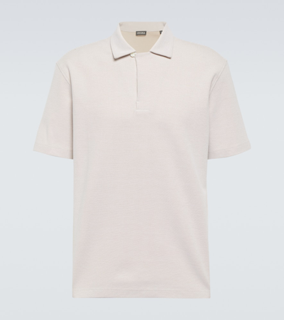 Zegna Cotton Polo Shirt In Beige