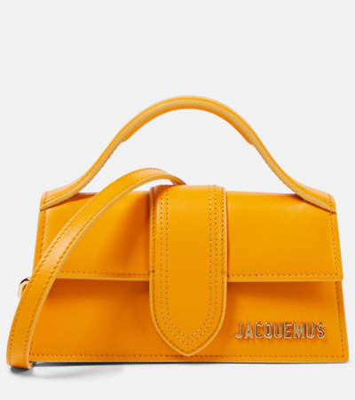 Jacquemus Le Bambino Top Handle Flap Bag Leather In Dark Orange