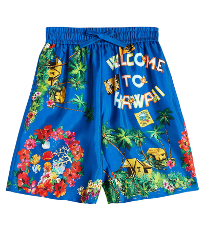 Dolce & Gabbana Kids' Printed Silk Bermuda Shorts In Multicoloured