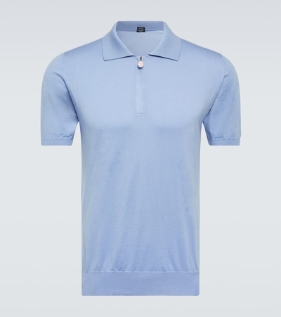 Kiton Cotton Jersey Polo Shirt In Blue