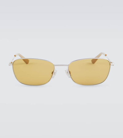 Bottega Veneta Rectangular Sunglasses In Silver