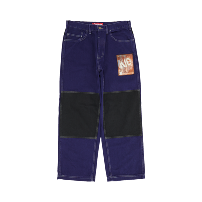 Pre-owned Supreme X Mark Leckey Dream English Kid Twill Panel Pants 'navy' In Blue