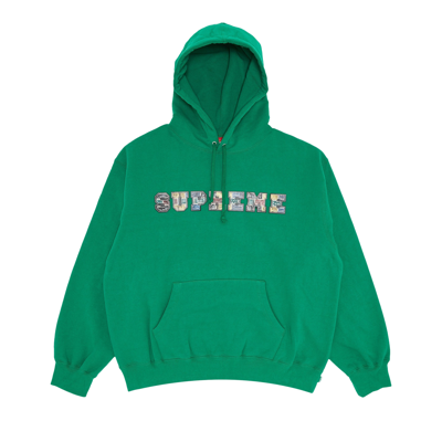 Pre-owned Supreme Collegiate Patchwork Leather Hooded Sweatshirt 'green'