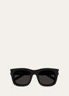 Saint Laurent New Wave Square Acetate Sunglasses In Shiny Solid Black