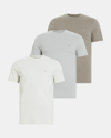 Allsaints Brace Brushed Cotton T-shirts 3 Pack In Green/taupe/grey