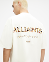 Allsaints Underground Oversized Crew Neck T-shirt In White/leopard