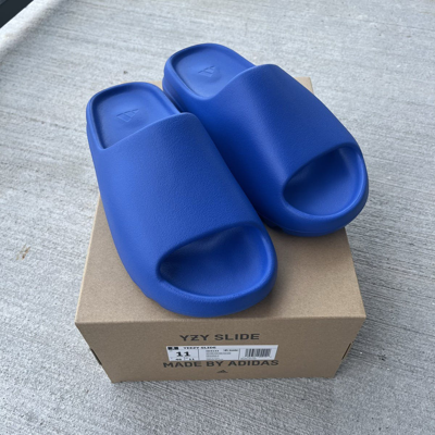 Pre-owned Adidas X Kanye West Adidas Yeezy Slide Azure Size 11 In Blue