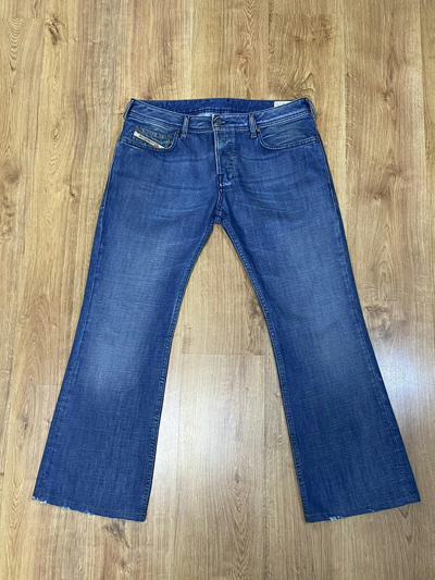 Pre-owned Diesel X Vintage 34 Size Diesel Zathan Flared Denim Bootcut Pants Y2k Jeans In Blue
