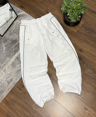 Pre-owned Nike X Vintage 00s Nike Vintage Shox Nylon Joggers Pants Drill Y2k In White