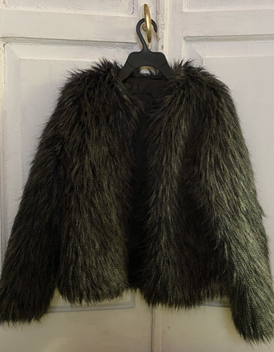 Pre-owned Archival Clothing X Beauty Beast Vintage Fur Cropped Jacket In Green/grey
