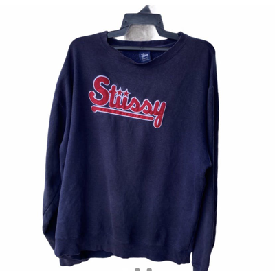 Pre-owned Made In Usa X Stussy Last Droop Sun Faded Vintage Stussy Sweatshirt In Blue