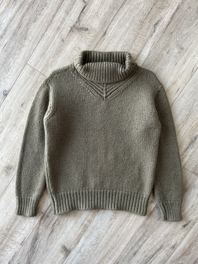 Pre-owned Gucci Tom Ford Era Chunky Heavy Knit Turtleneck Wool Sweater In Brown Olive