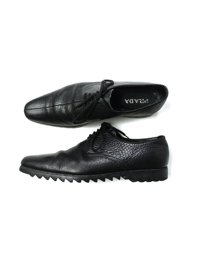 Pre-owned Prada Leather Toe Casual Shoes In Black