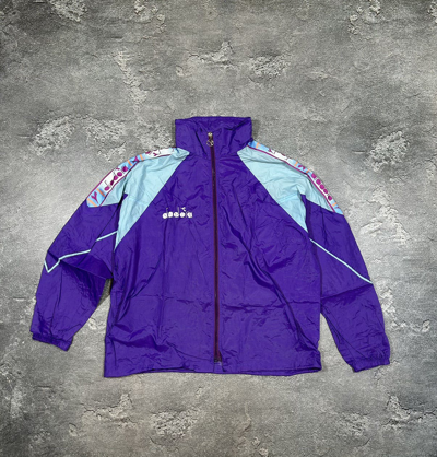 Pre-owned 1990x Clothing X Diadora 90's Diadiora Windbreaker Logo Jacket In Purple