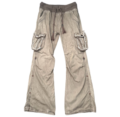 Flared Cargo Pants in Beige