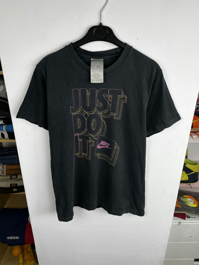 Pre-owned Nike X Vintage Faded T-shirt Nike Silver Tag 00s 90's Just Do It In Black