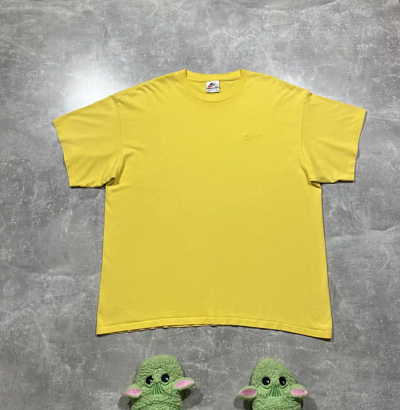 Pre-owned Nike X Vintage 90's Nike Swoosh Yellow T-shirt