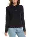 VINCE VINCE LACE STITCH POLO WOOL & CASHMERE-BLEND SWEATER